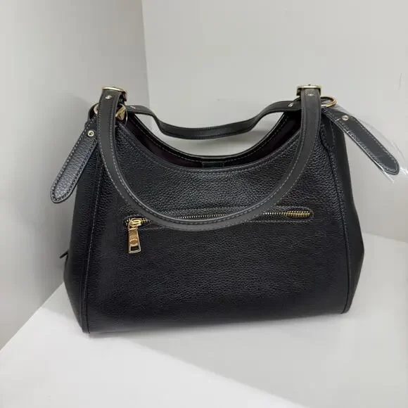 Coach Erin Shoulder Bag Leather CAQ86 Refined pebble leather Gold Black NWT - Picture 3 of 6